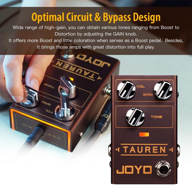 JOYO Overdrive Distortion Pedal R Series High Gain OD Clean Boost to Dist for Electric Guitar Effect (Tauren R-01) - Image 3